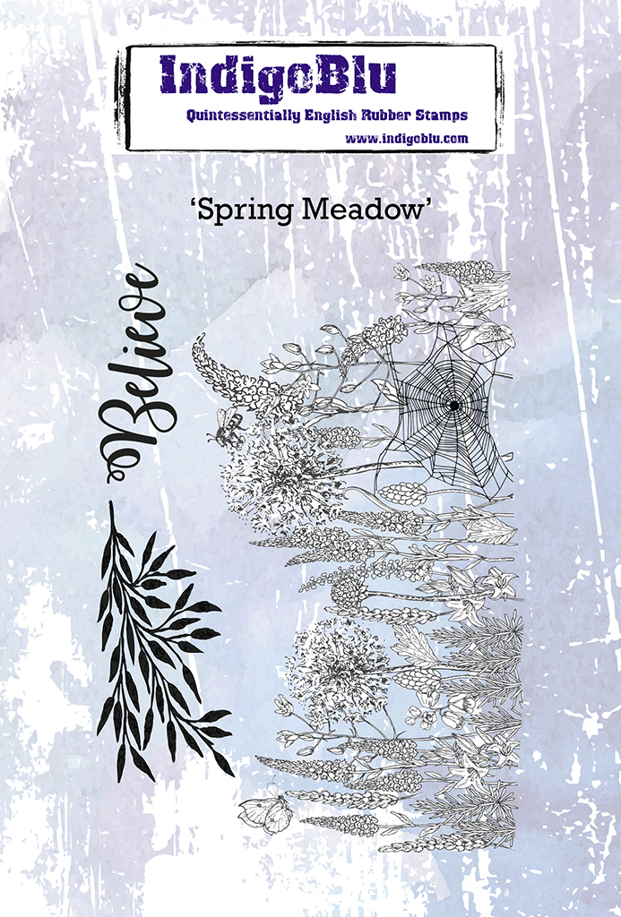 Spring Meadow A6 Red Rubber Stamp